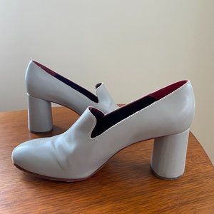 Rachel Comey Gray Leather Loafer Block Heel Pumps